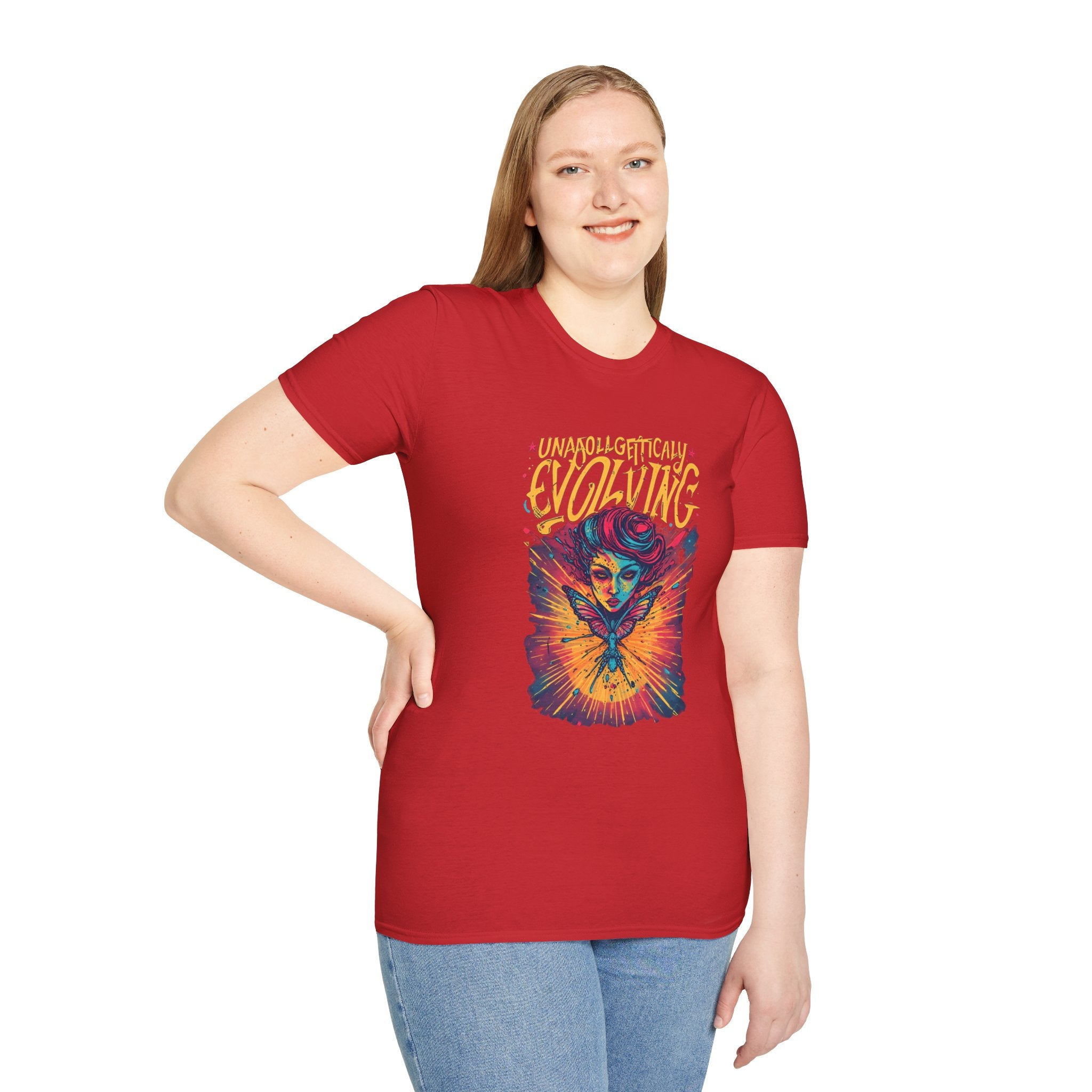 Evolving Butterfly Graphic T-Shirt — "Unapologetically Evolving" Vibrant Psychedelic Tee