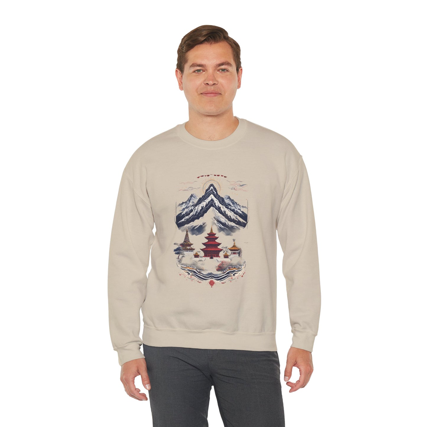 Japanese Mountain Pagoda Crewneck Sweatshirt