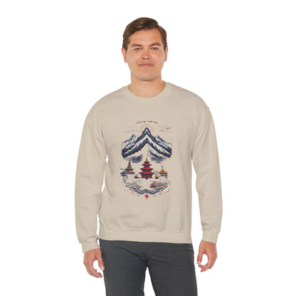 Japanese Mountain Pagoda Crewneck Sweatshirt