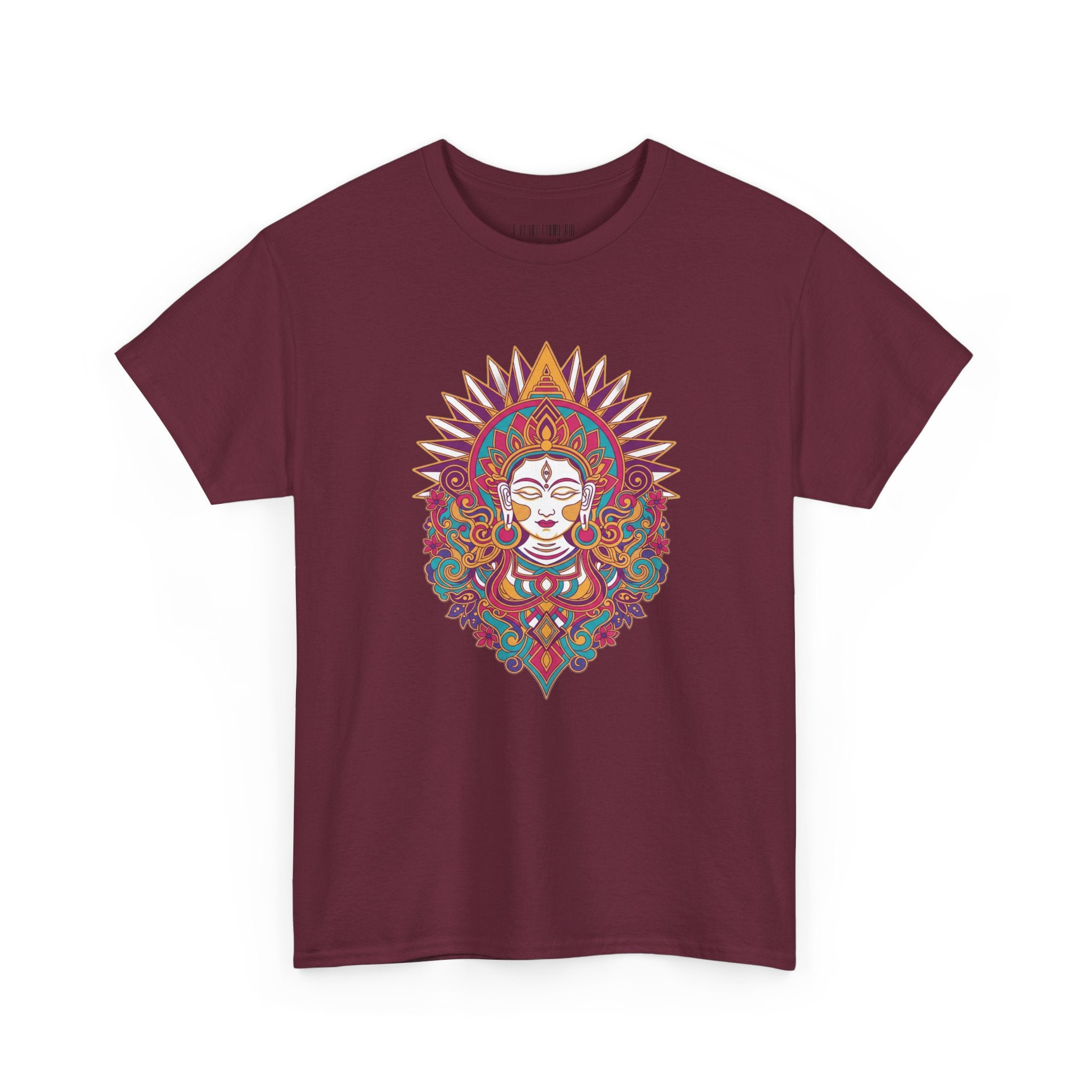 Spiritual Goddess Sun Mandala Tee — Colorful Boho Yoga T‑Shirt