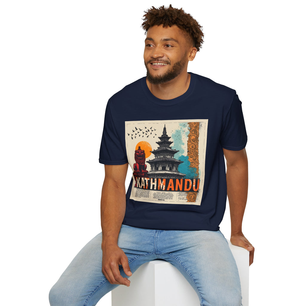 Kathmandu Vintage Travel T-Shirt – Retro Nepal Skyline Graphic Tee, Cultural Tourism Design