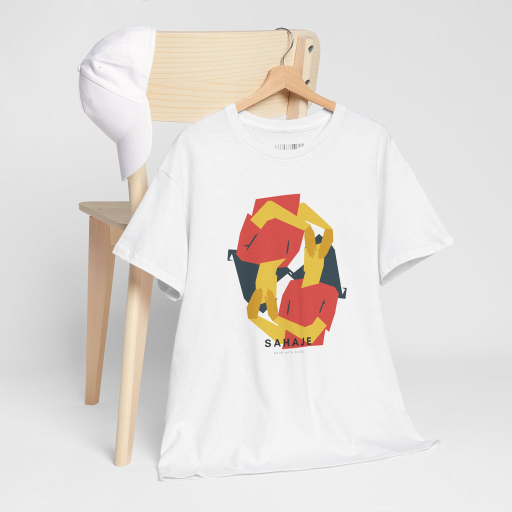 Foxes in Hexagon Graphic Tee — Minimal Geometric Animal Shirt
