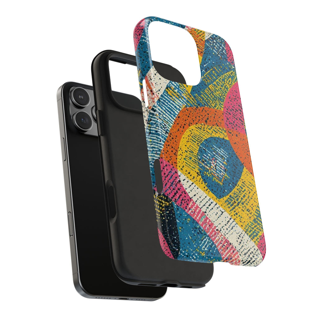Bold Retro Abstract Tough Phone Case — Colorful Geometric Protective Cover