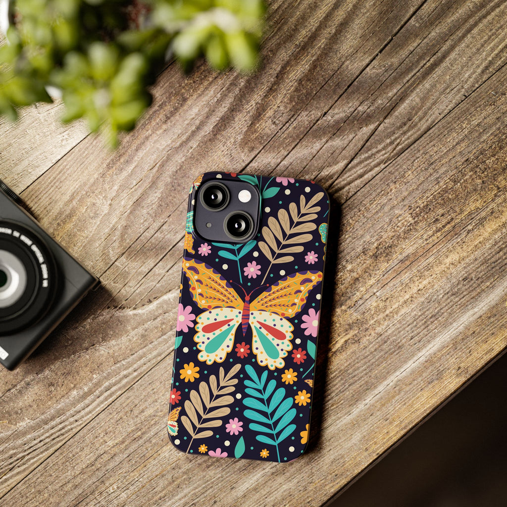 Butterfly Floral Slim Phone Case — Colorful Boho Garden Design