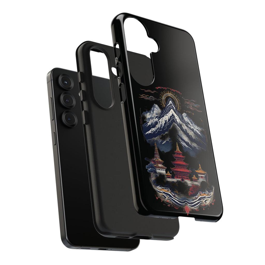 Mountain Temple Tough Phone Case — Japanese-Inspired Landscape Phone Cover