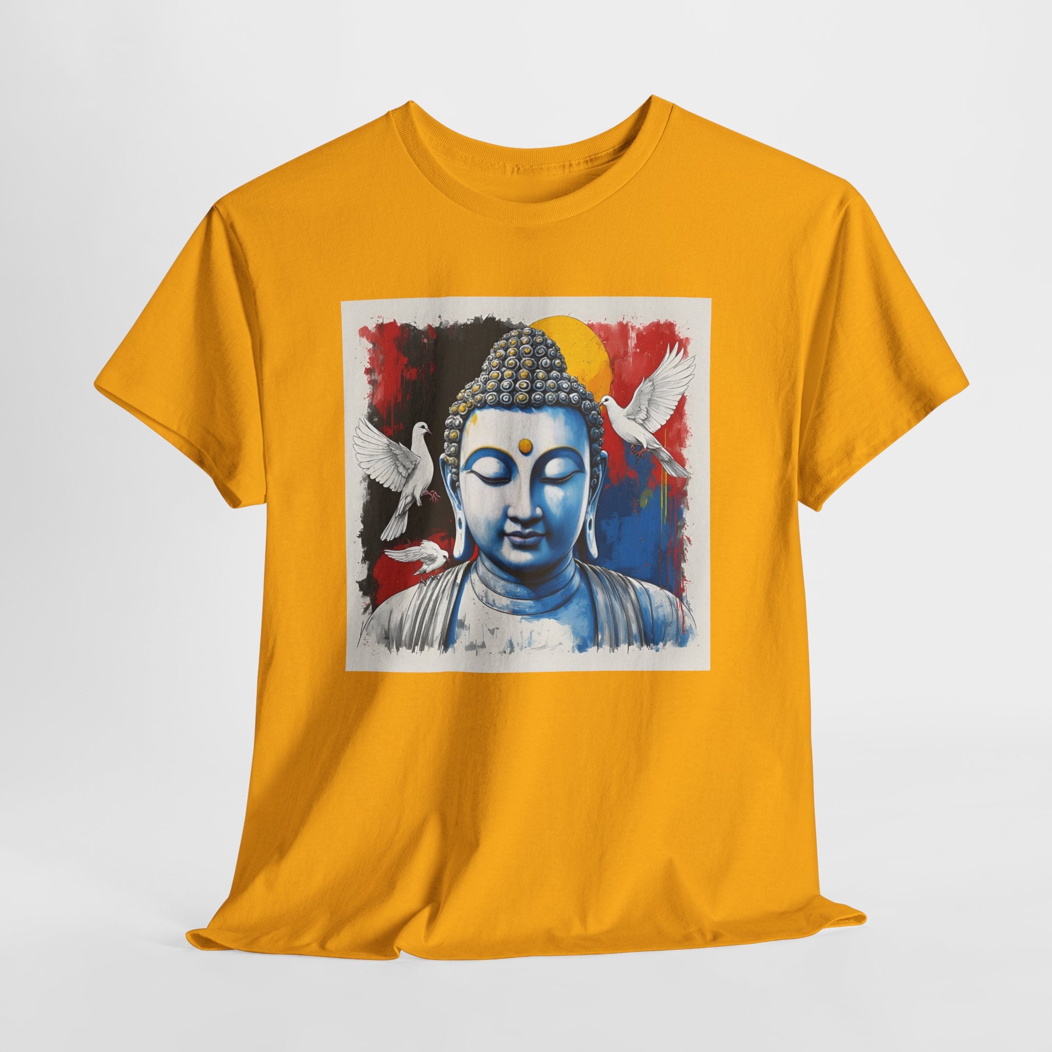 Buddha Peace Tee — Colorful Buddha & Doves Graphic T-Shirt