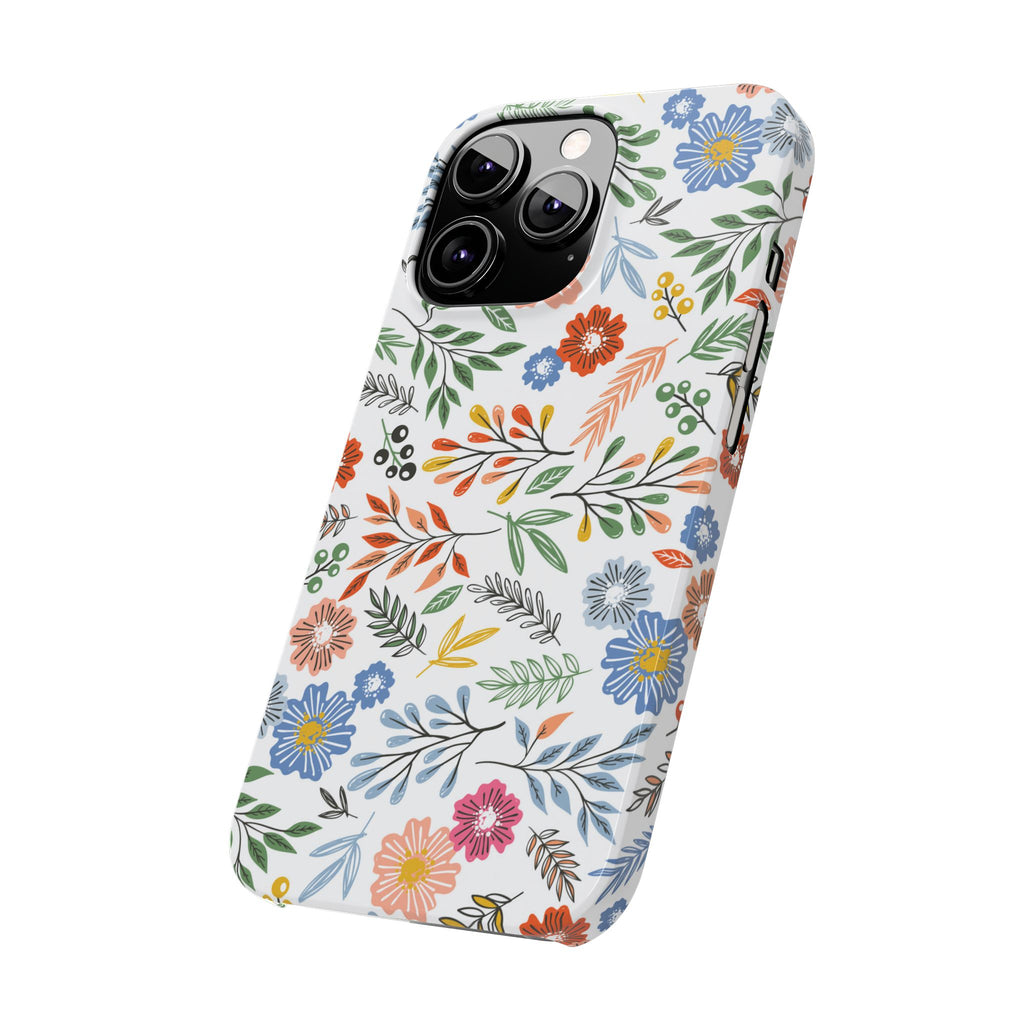 Slim Floral Phone Case — Colorful Hand-Drawn Wildflower Design