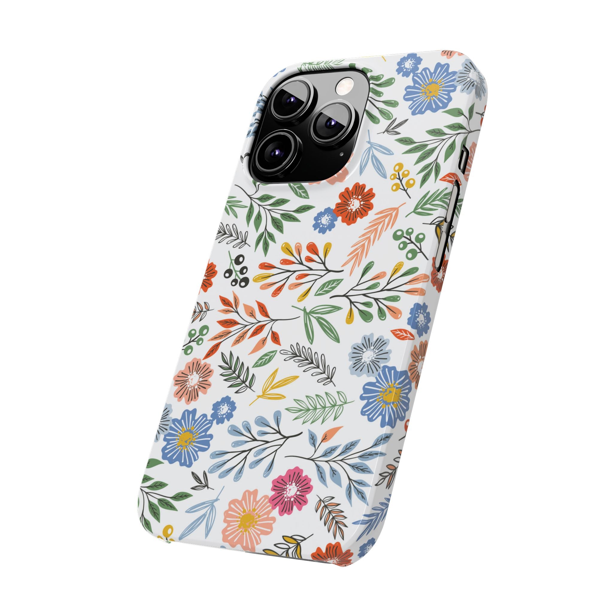 Slim Floral Phone Case — Colorful Hand-Drawn Wildflower Design
