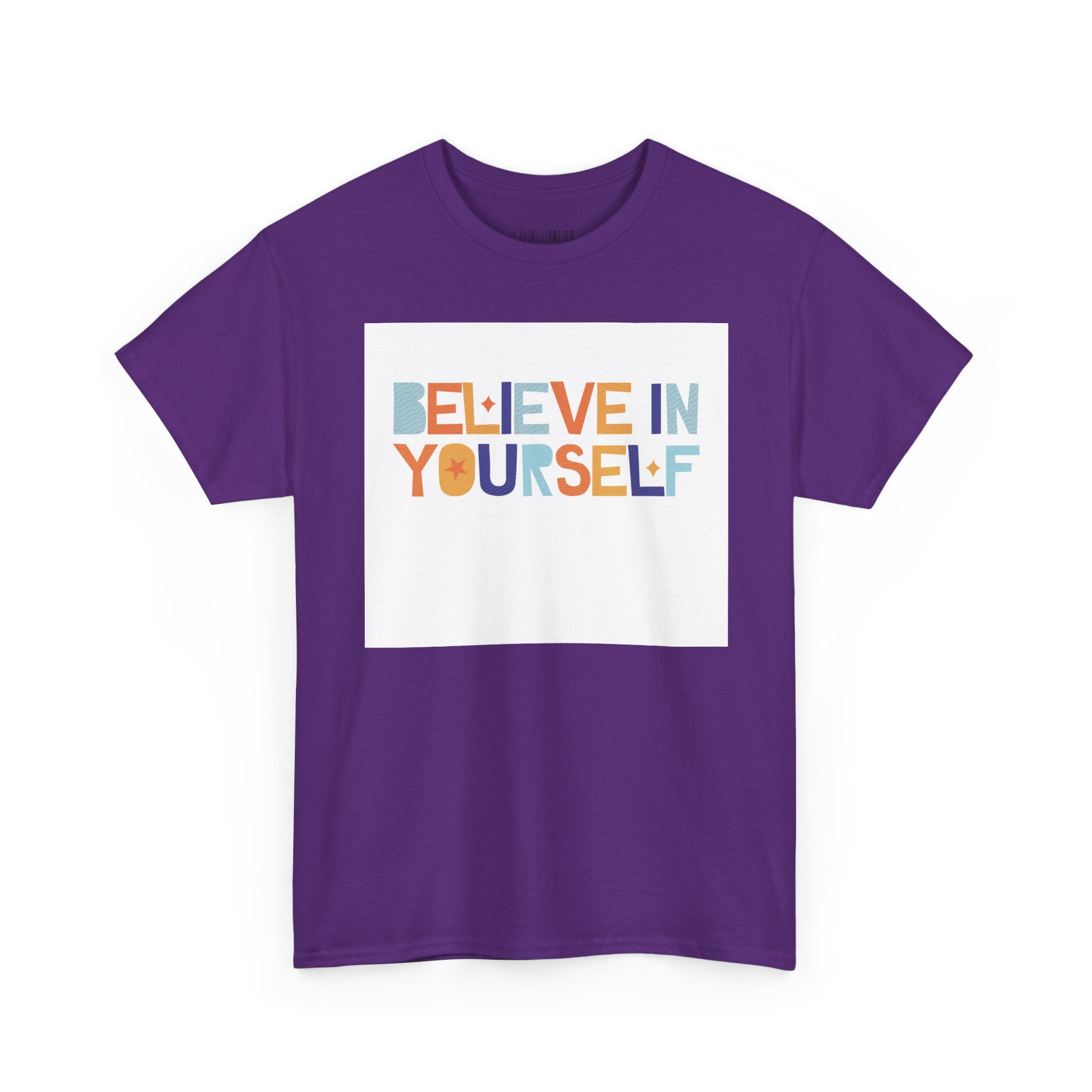 T-Shirt — "Believe in Yourself" Colorful Retro Motivational Tee