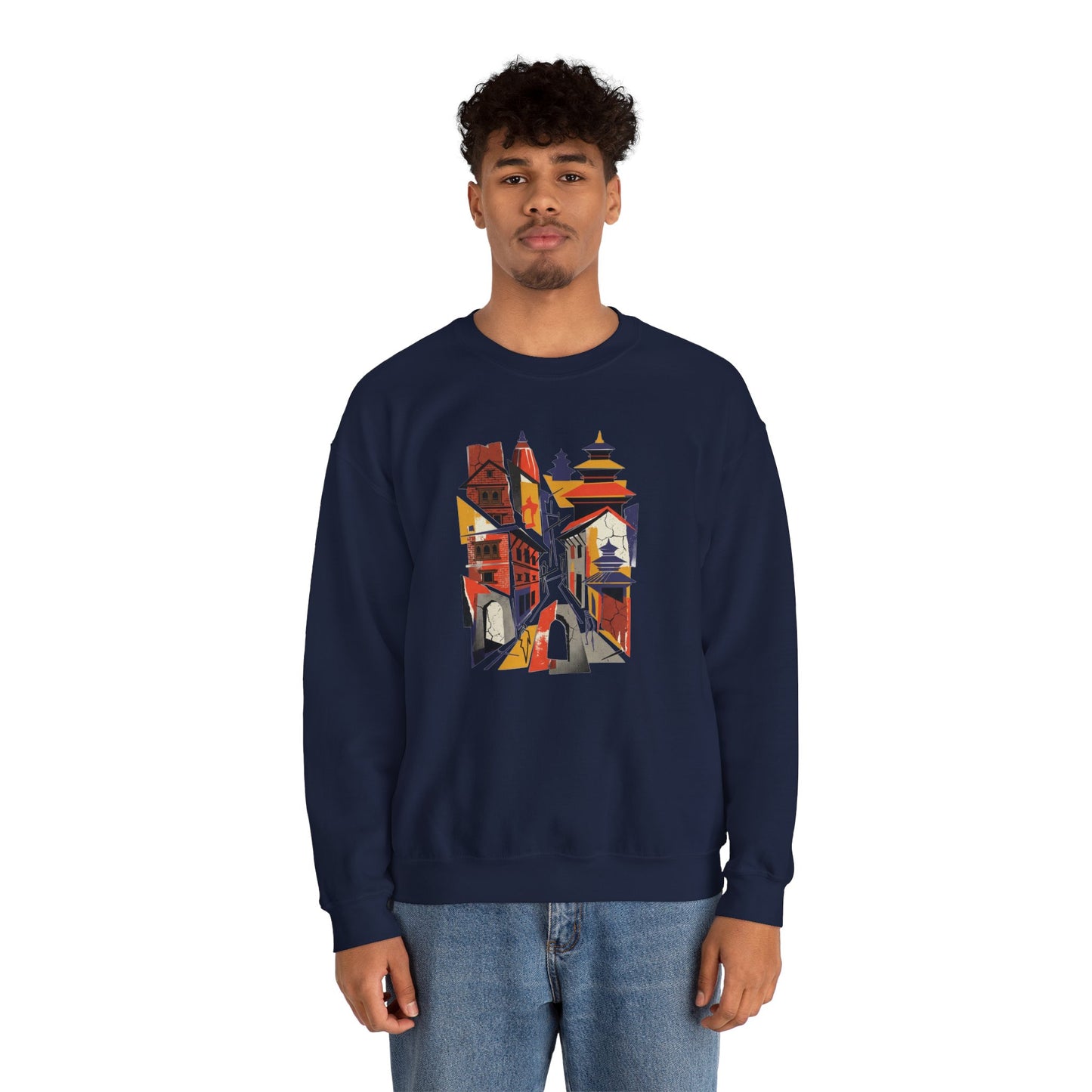 Crewneck Sweatshirt — Abstract Cityscape Graphic (Colorful Architectural Illustration)