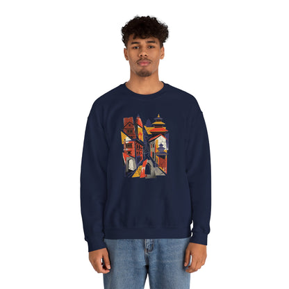 Crewneck Sweatshirt — Abstract Cityscape Graphic (Colorful Architectural Illustration)