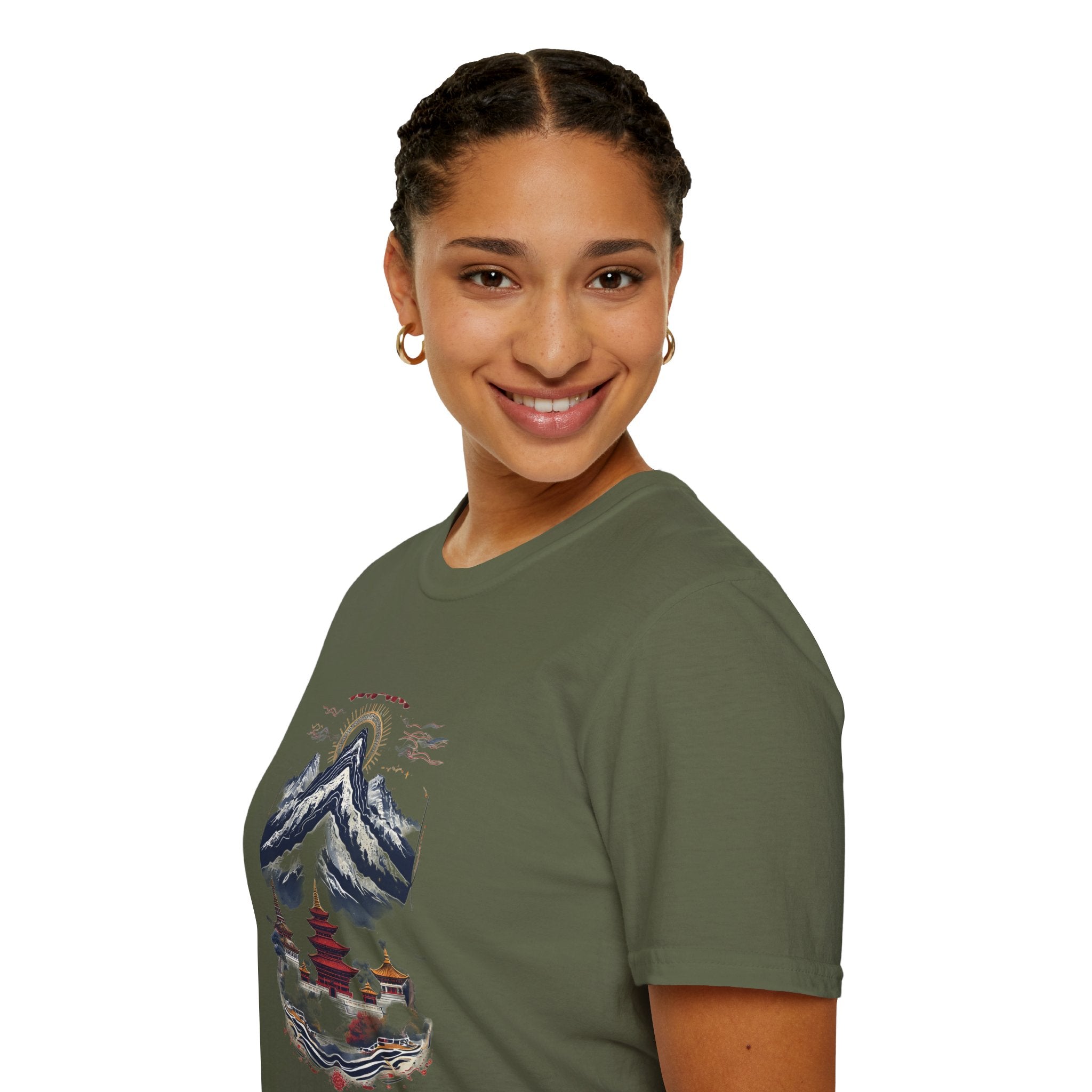 Asian Landscape T-Shirt — Mountain Pagoda Scenic Tee