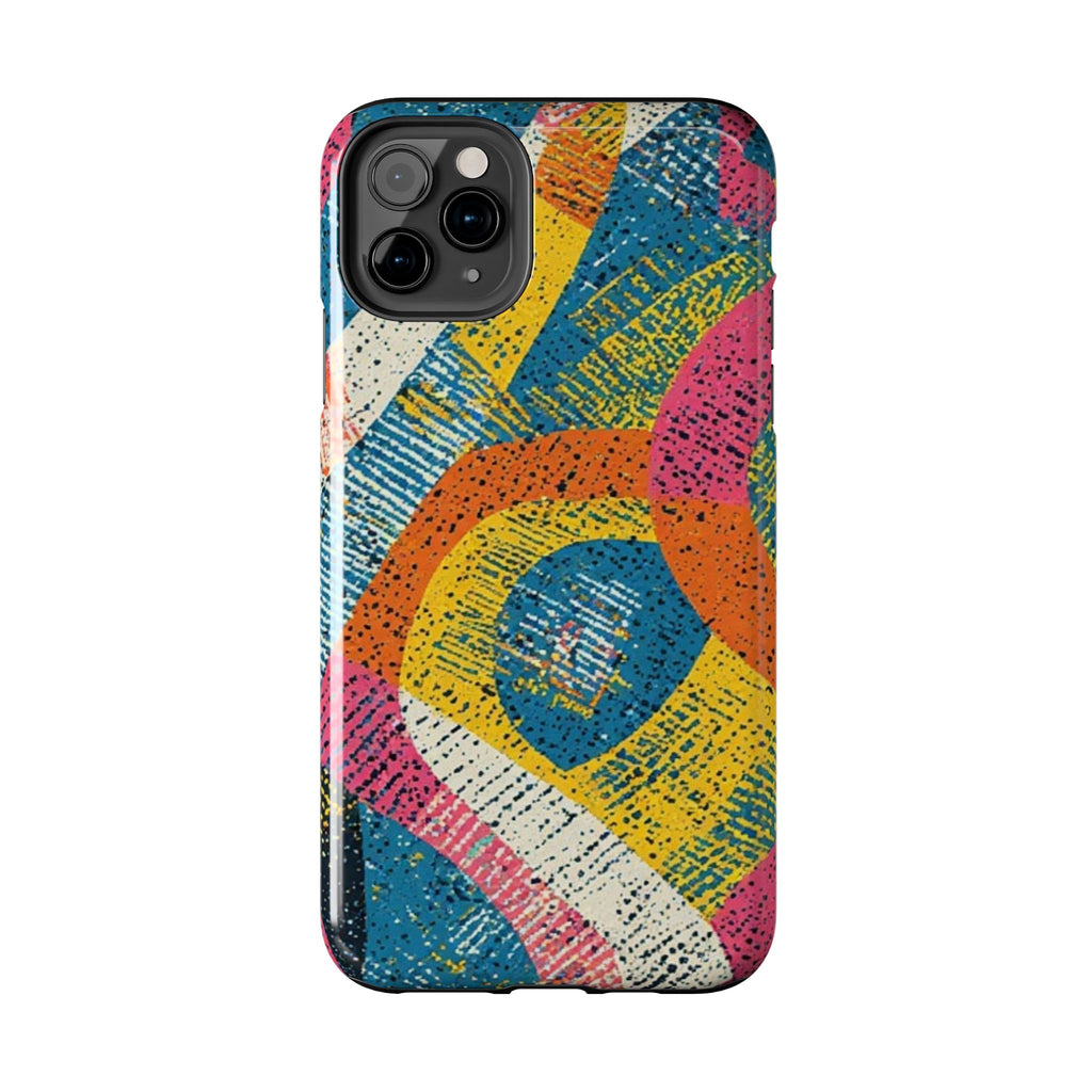 Bold Retro Abstract Tough Phone Case — Colorful Geometric Protective Cover