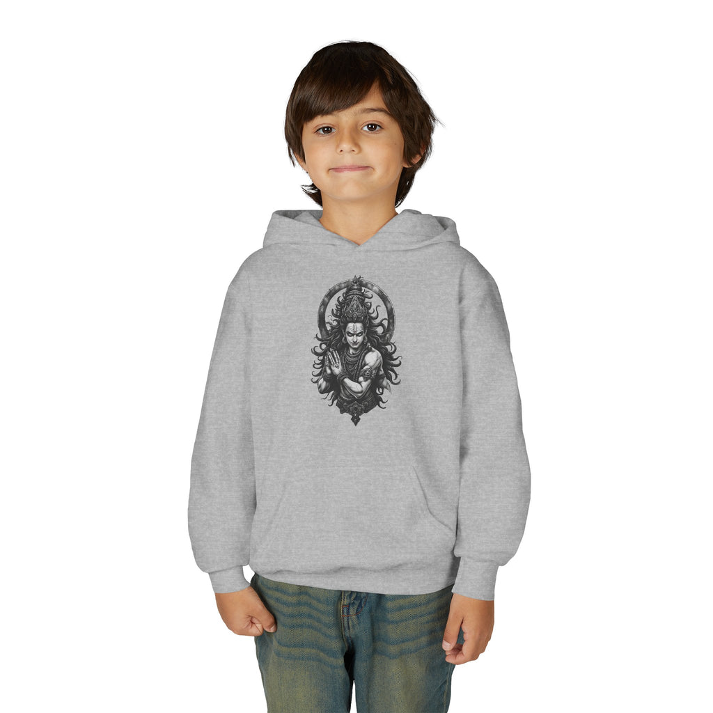 Youth Hoodie with Gothic Goddess Skull Art — Dark Fantasy Graphic Pullover