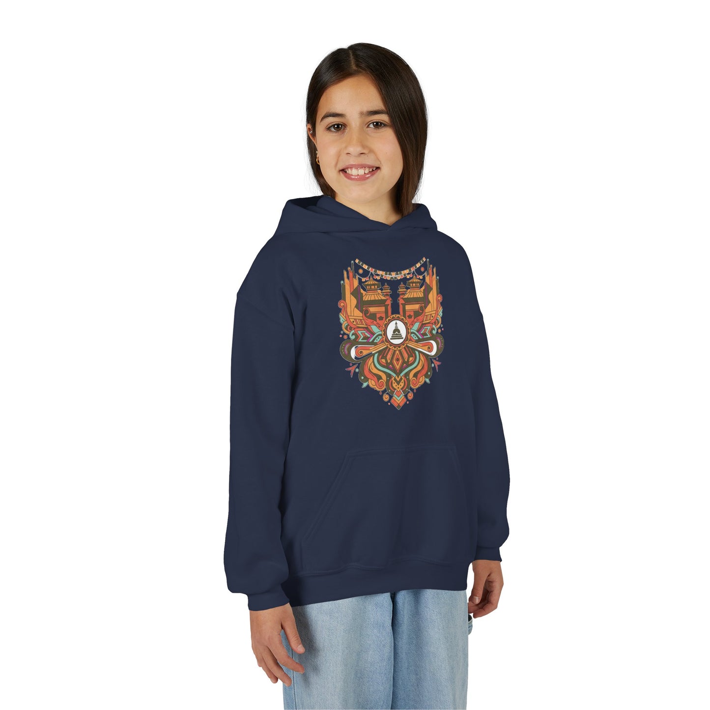 Youth Hoodie — Rustic Peace Mandala Graphic