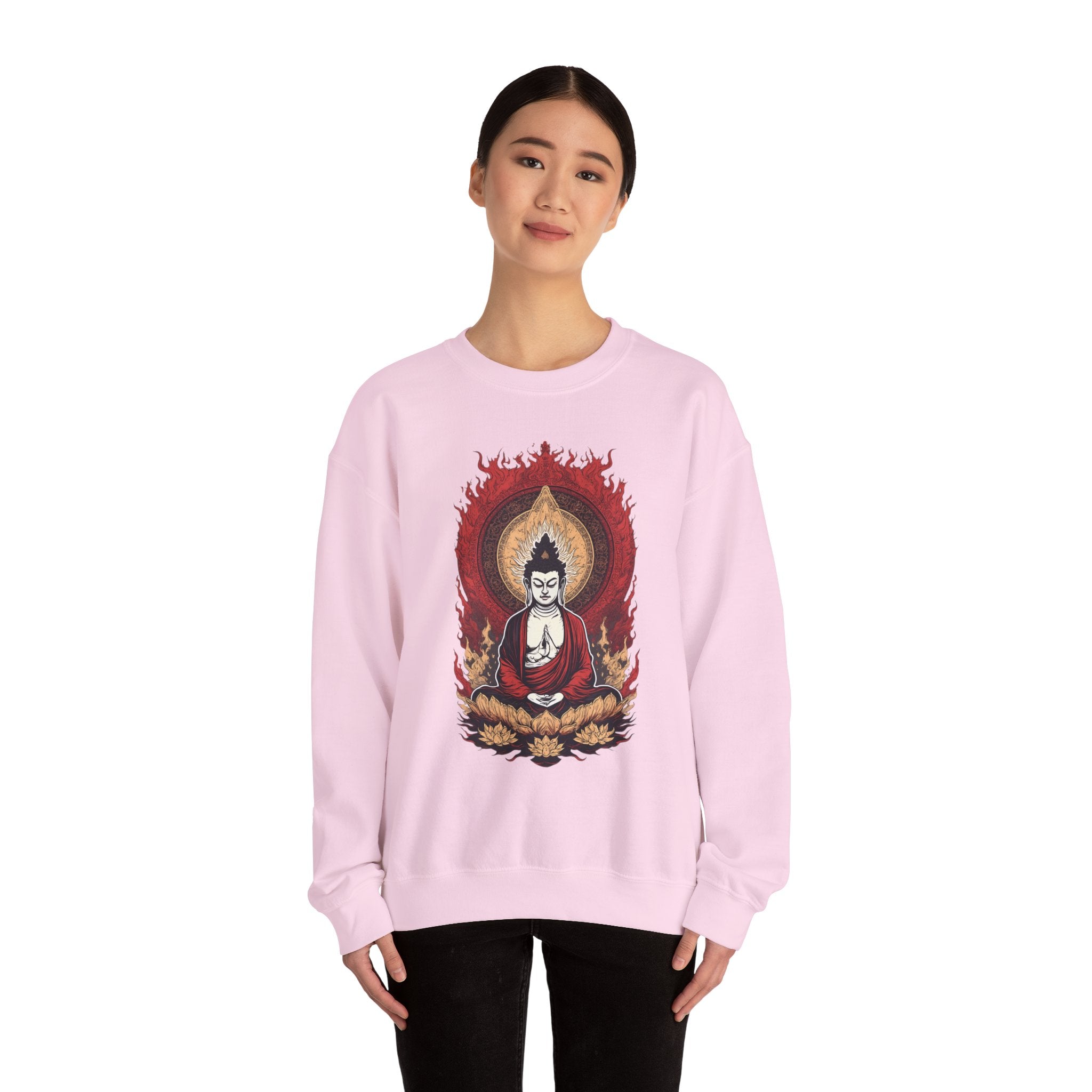Buddha Lotus Flame Crewneck Sweatshirt