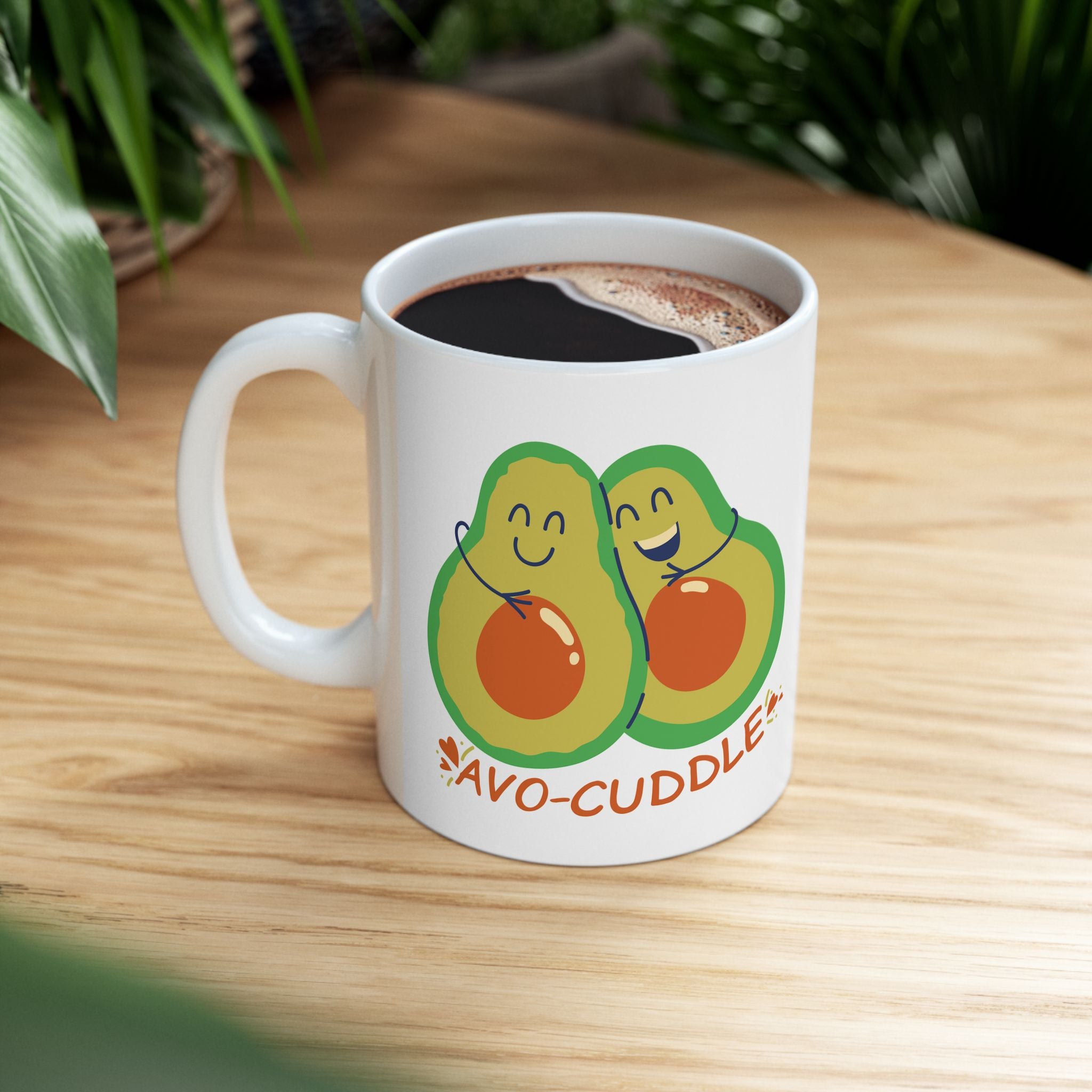 Avocado Cuddle Mug, Cute Coffee Cup, Gift for Avocado Lovers, Funny Kitchen Decor, Perfect for Birthdays and Anniversaries