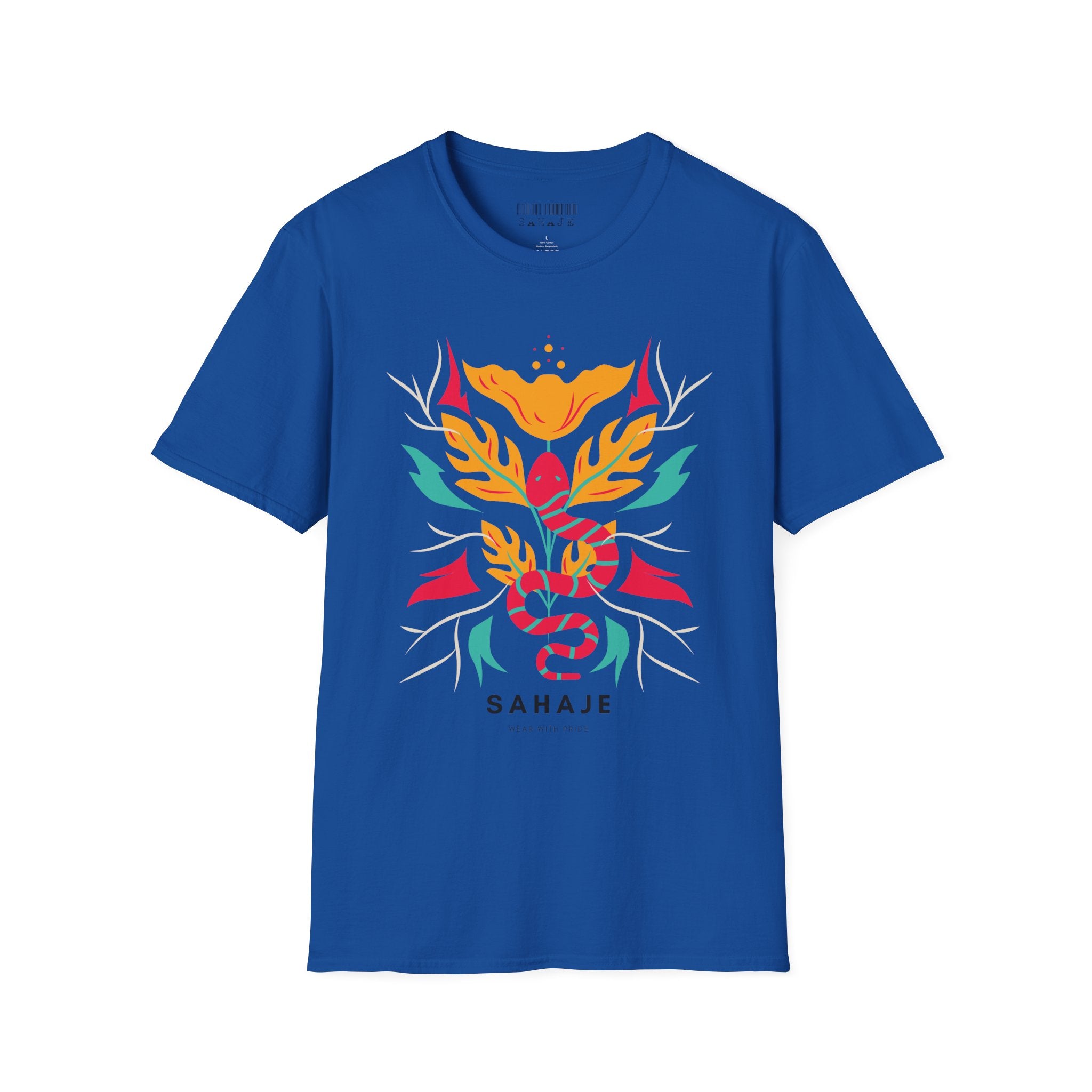 Sahaje Floral Snake Graphic T‑Shirt — Colorful Botanical Serpent Tee