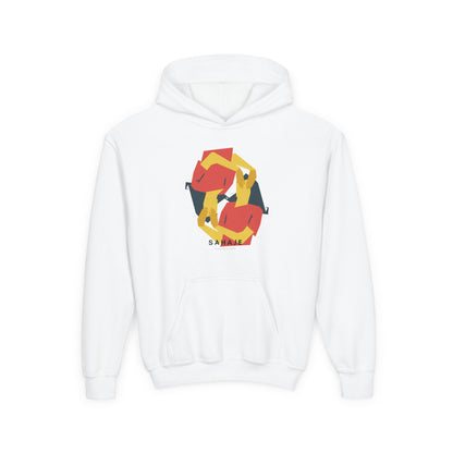 Youth Hoodie with Geometric Squirrel Art – 'Squirrel' Colorful Kids Pullover
