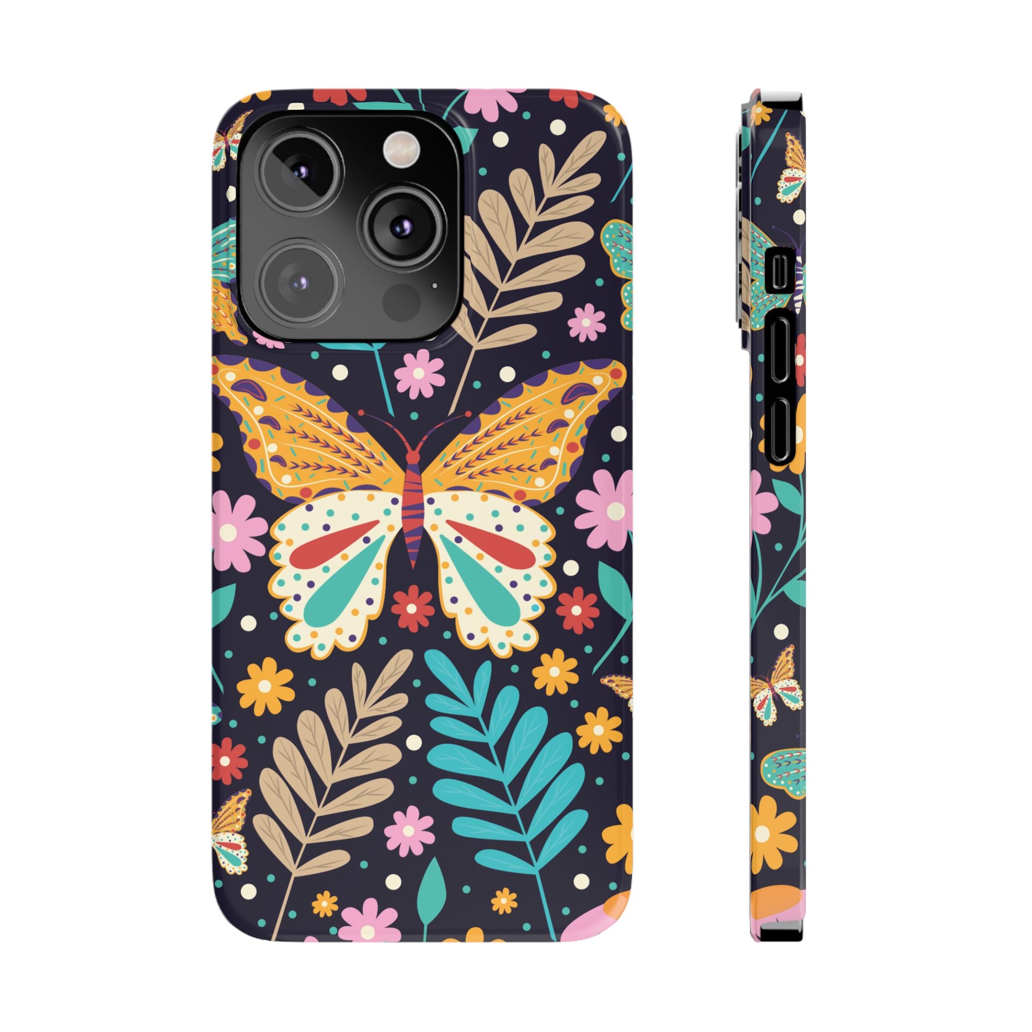 Butterfly Floral Slim Phone Case — Colorful Boho Garden Design
