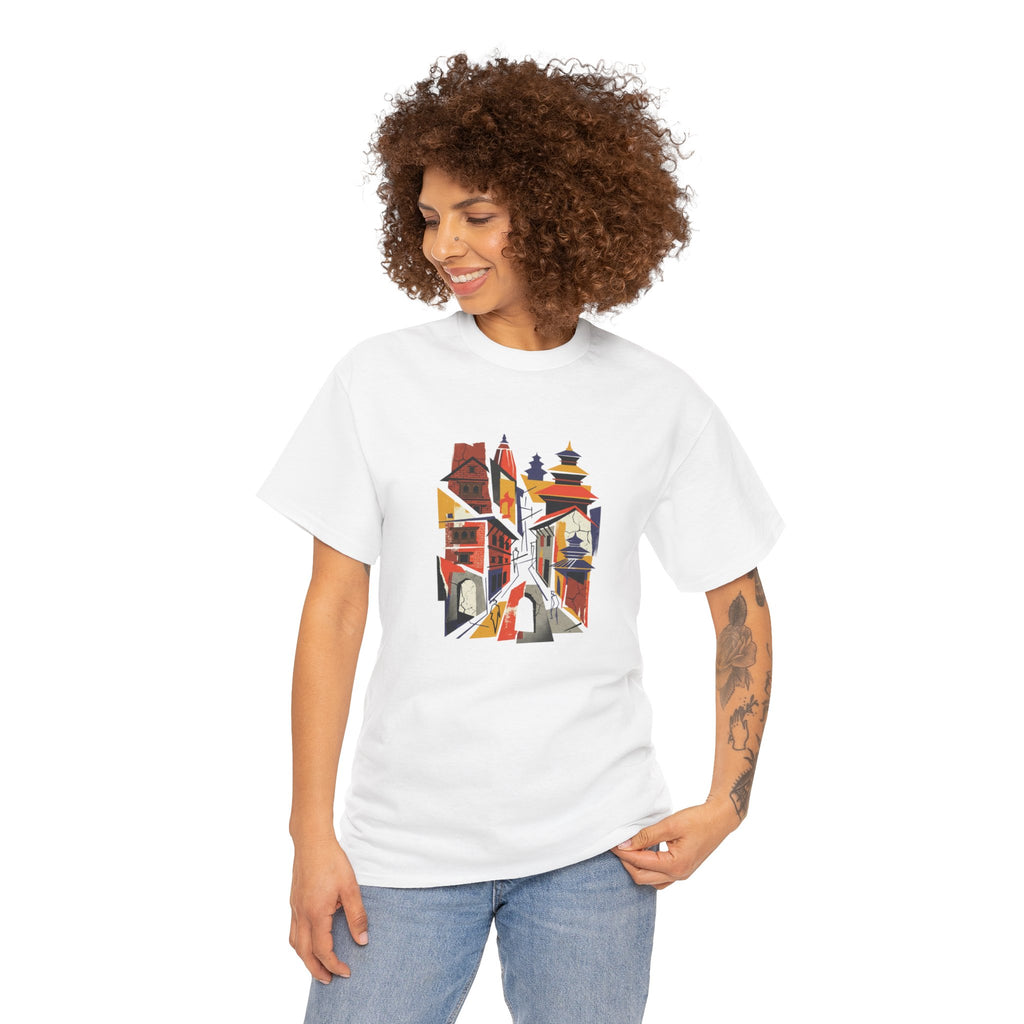 Cityscape Abstract Tee — Colorful Urban Architecture Graphic T‑Shirt
