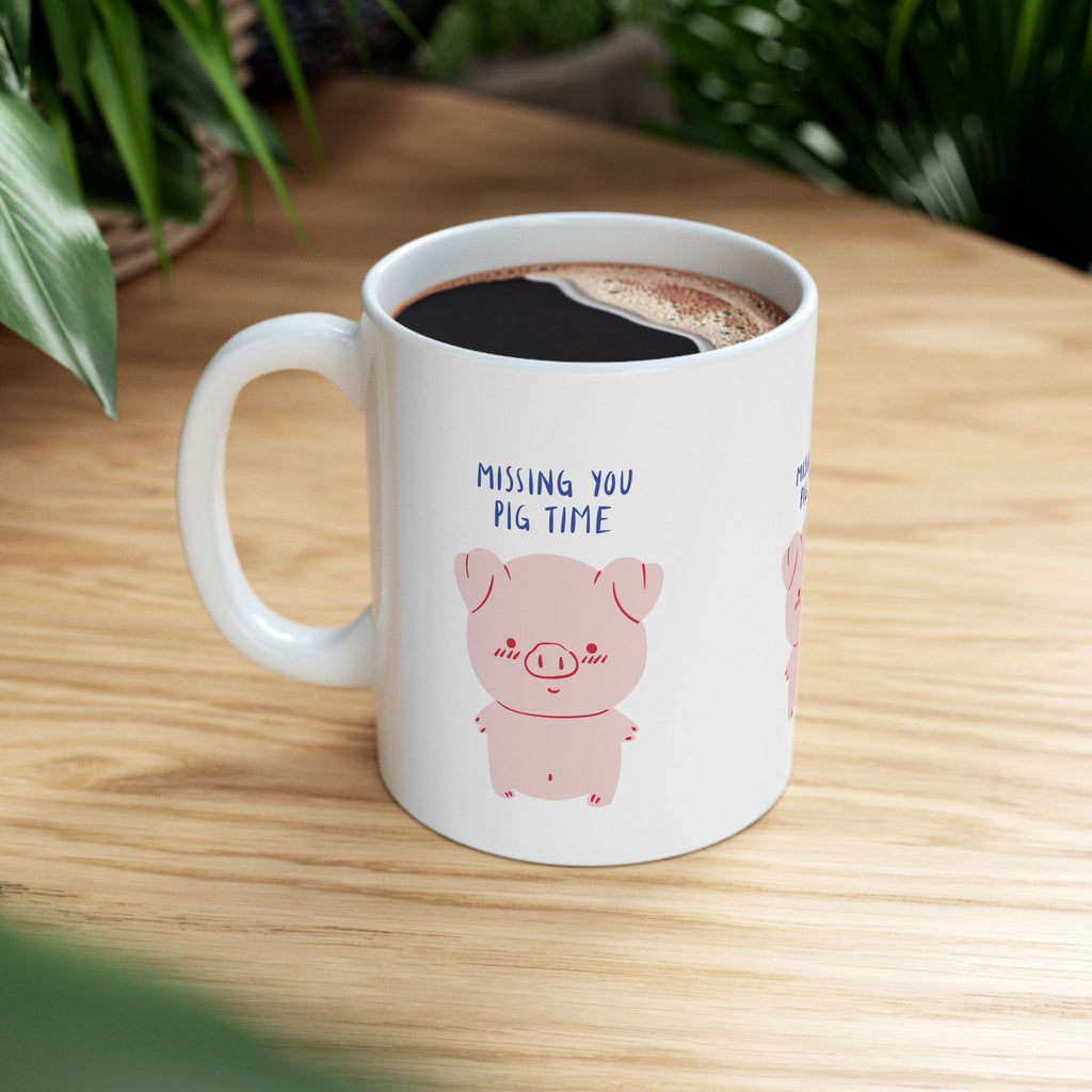 Missing You Pig Time Mug | Cute Pig Coffee Cup | Perfect Gift for Animal Lovers, Birthdays, or Just Because