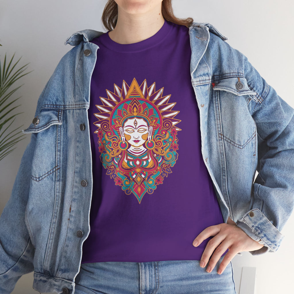 Spiritual Goddess Sun Mandala Tee — Colorful Boho Yoga T‑Shirt