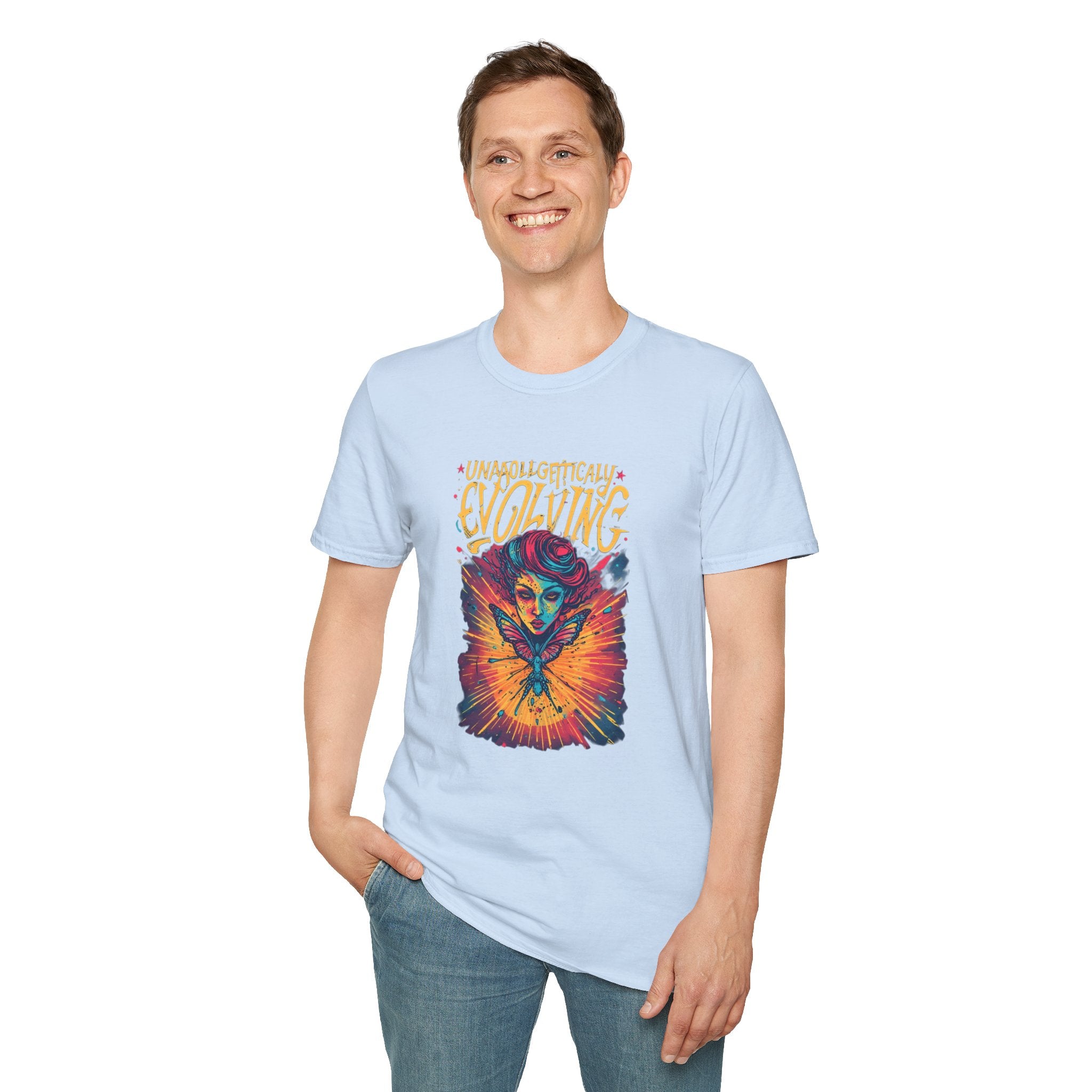 Unapologetically Evolving T-Shirt — Vibrant Butterfly Woman Graphic Tee