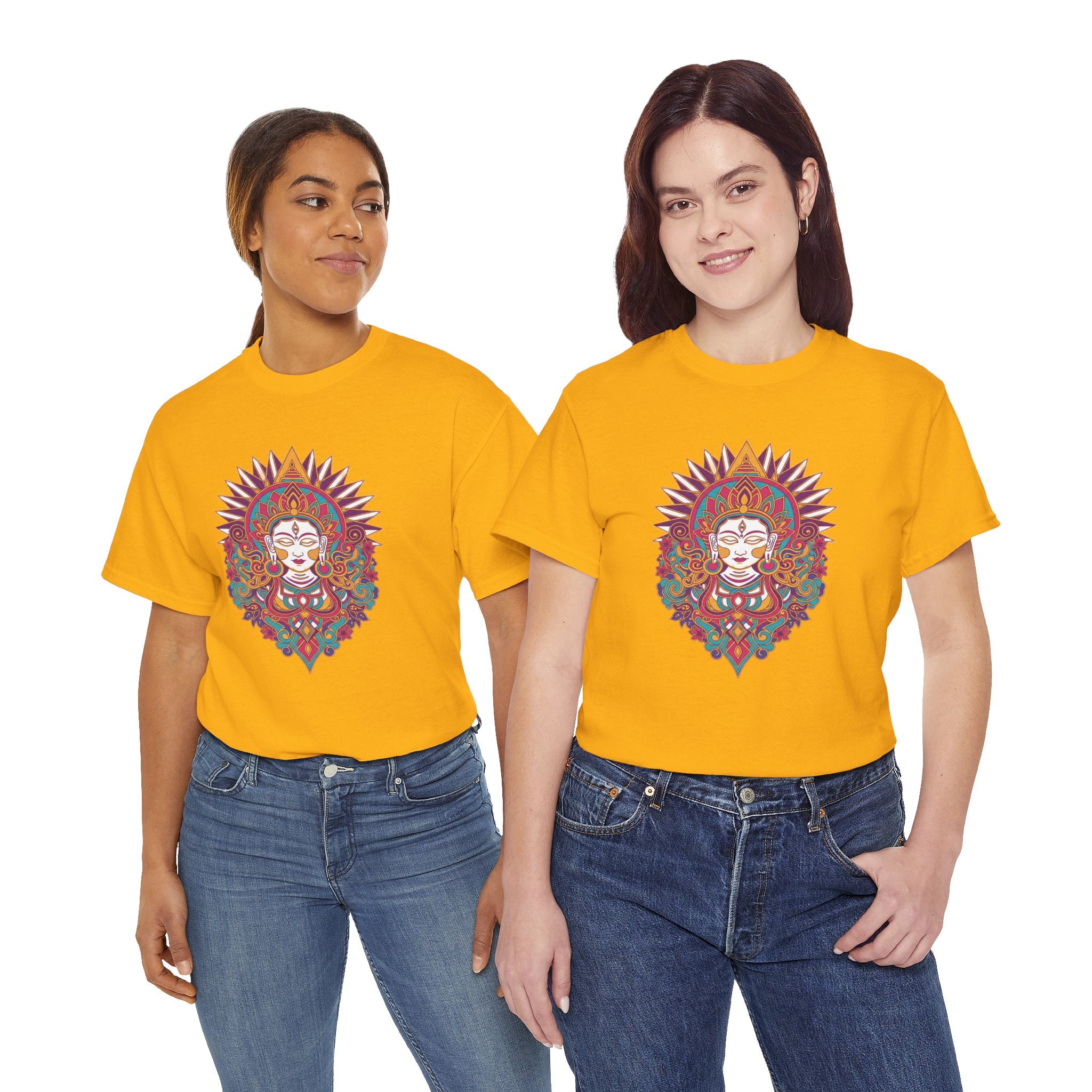 Spiritual Goddess Sun Mandala Tee — Colorful Boho Yoga T‑Shirt