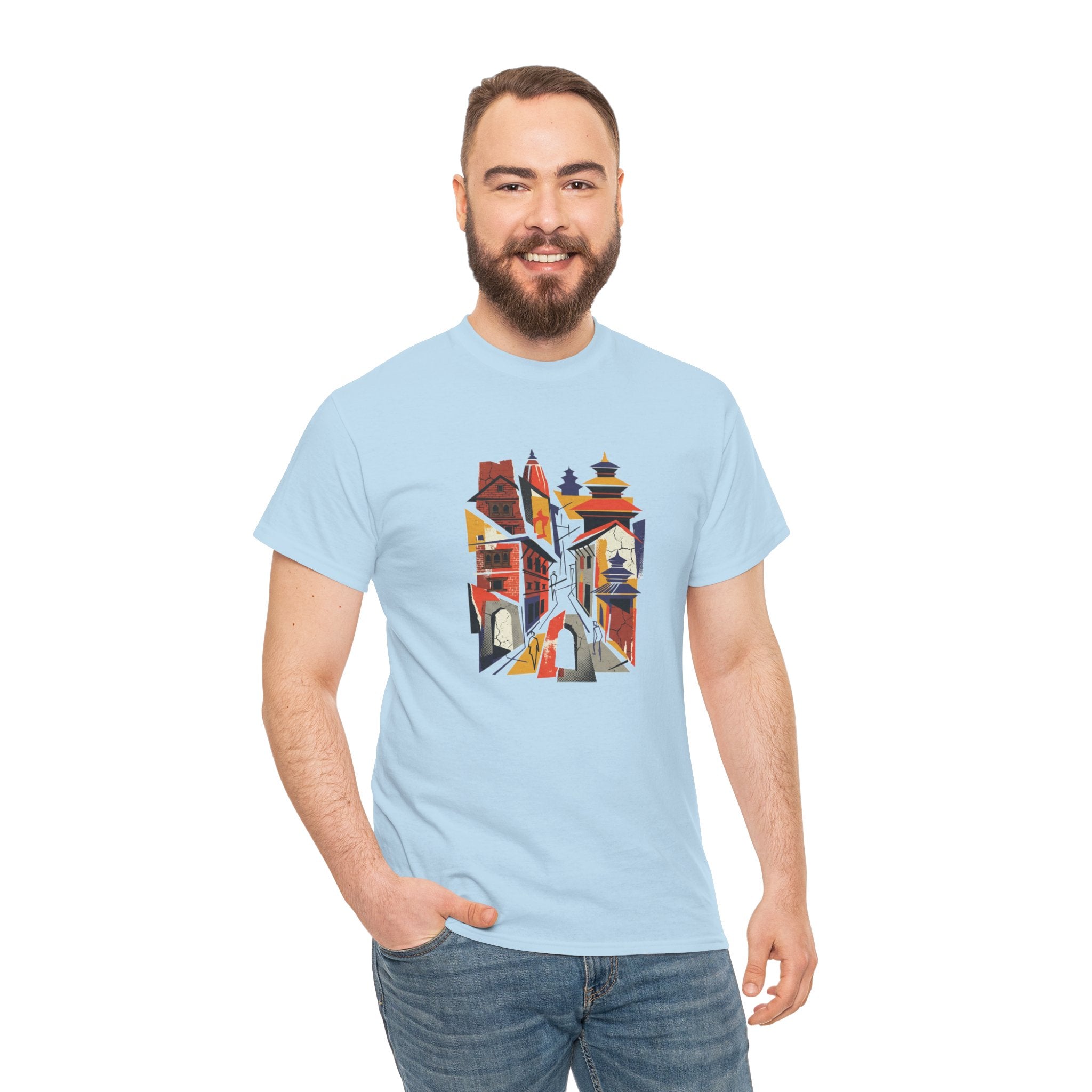 Cityscape Abstract Tee — Colorful Urban Architecture Graphic T‑Shirt