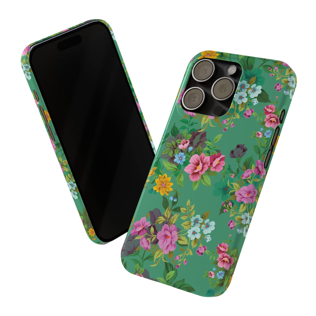 Floral Slim Phone Case - Cute Botanical Design, Gift for Spring, Nature Lovers, Customizable Phone Cover, Trendy Accessories, Flower Power