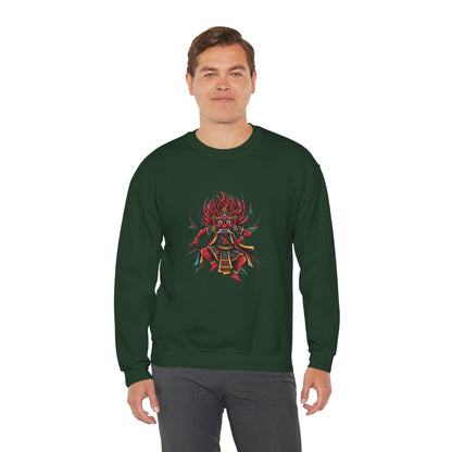 Crewneck Sweatshirt — Red Demon Guardian Graphic