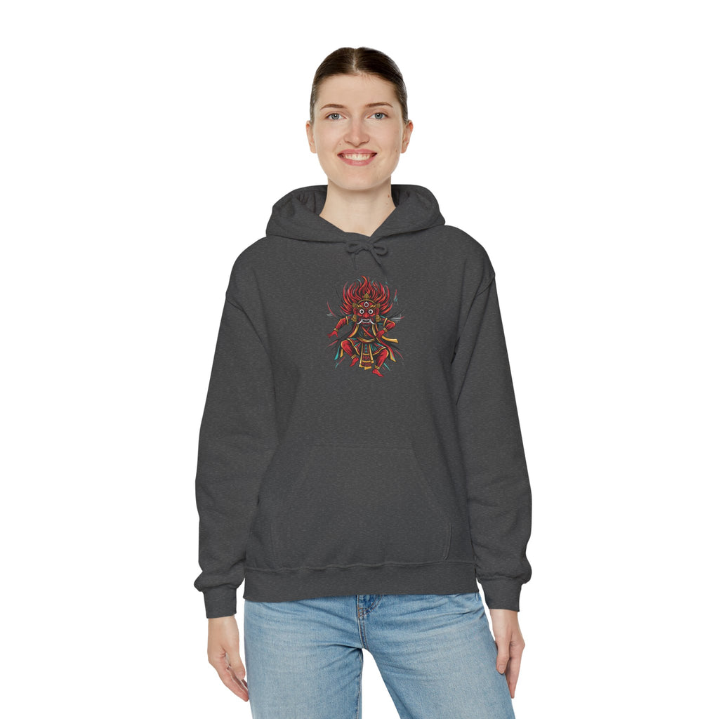 Demonic Oni Mask Hoodie — Japanese Demon Illustration Sweatshirt