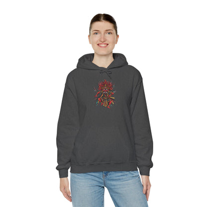 Demonic Oni Mask Hoodie — Japanese Demon Illustration Sweatshirt