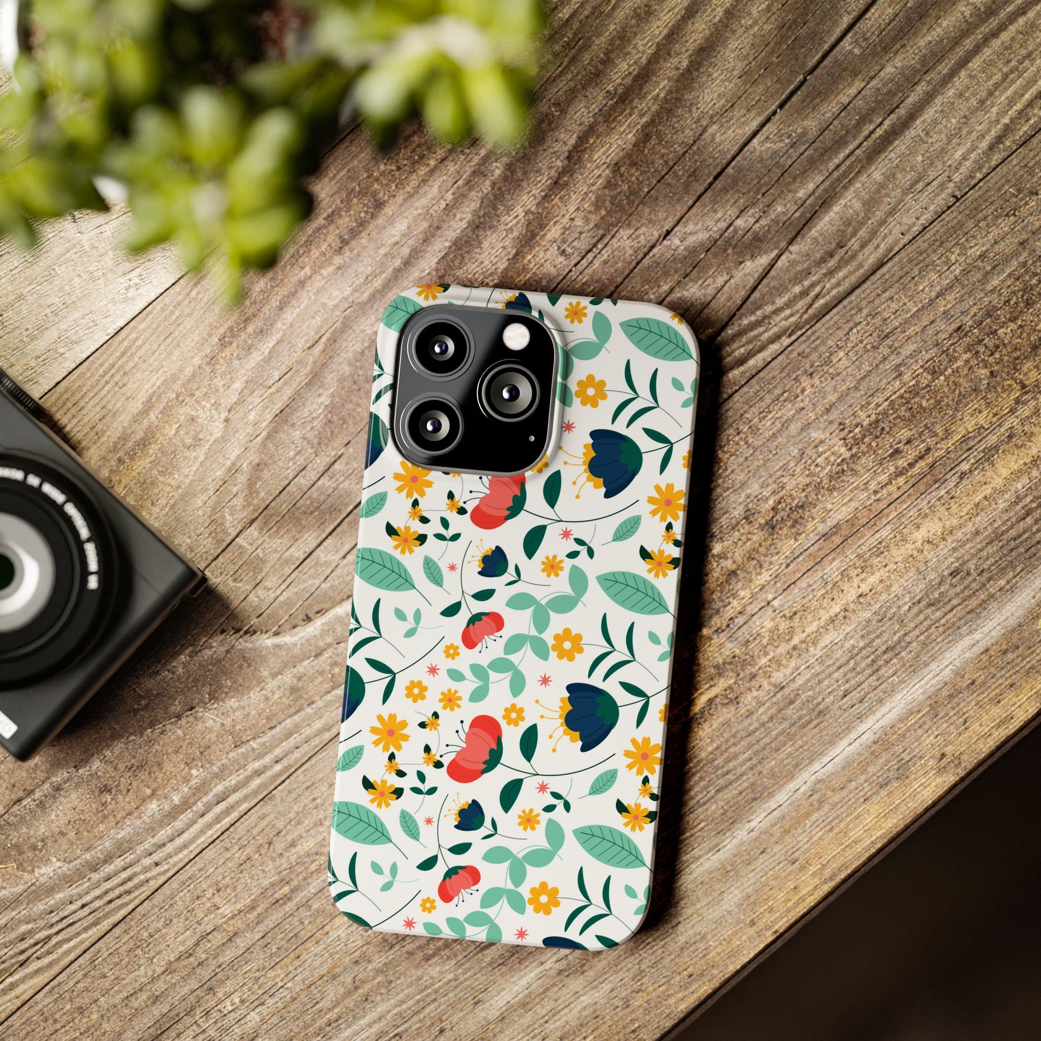 Floral Slim Phone Case — Colorful Folk Flower Pattern