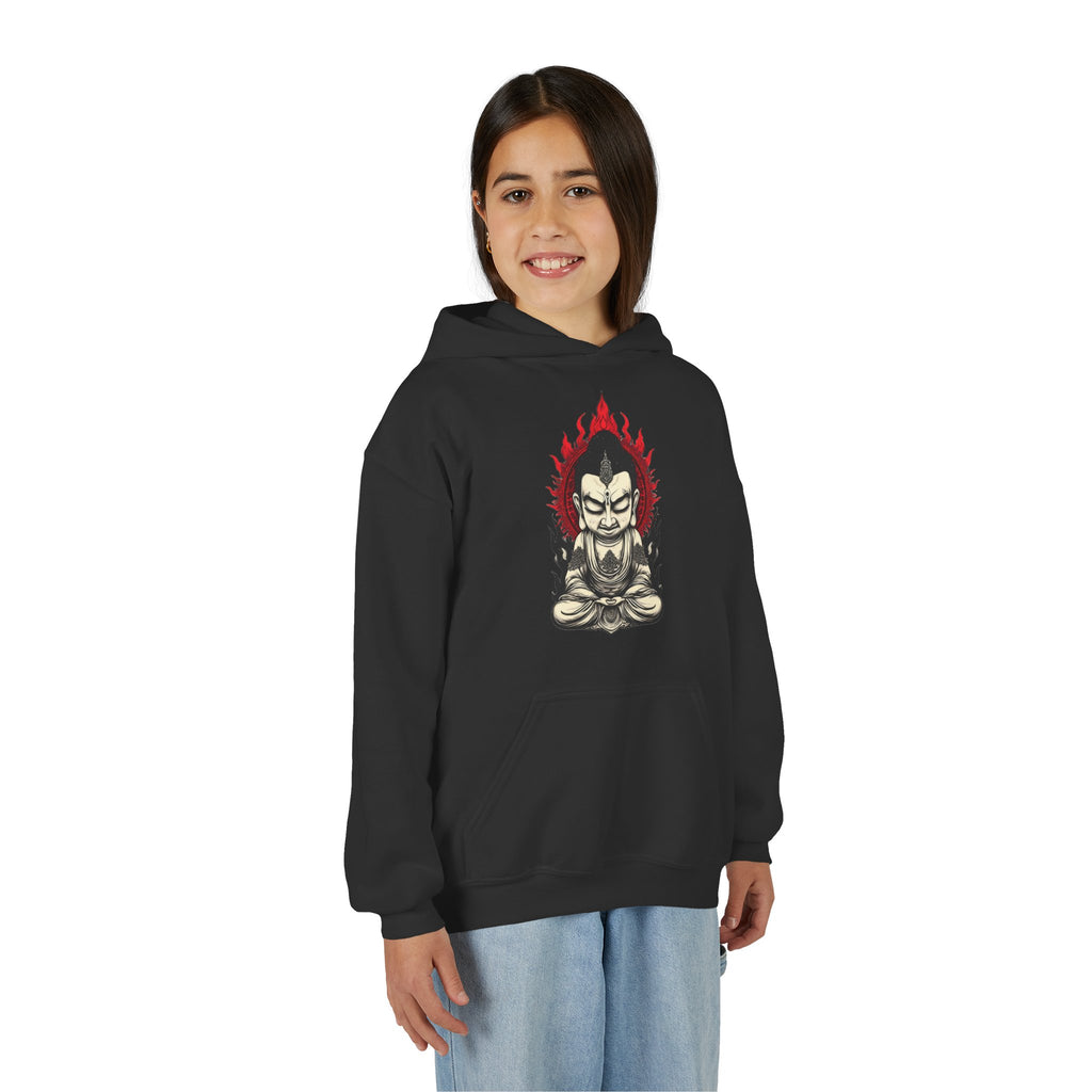 Youth Hoodie — Flaming Meditating Demon Graphic