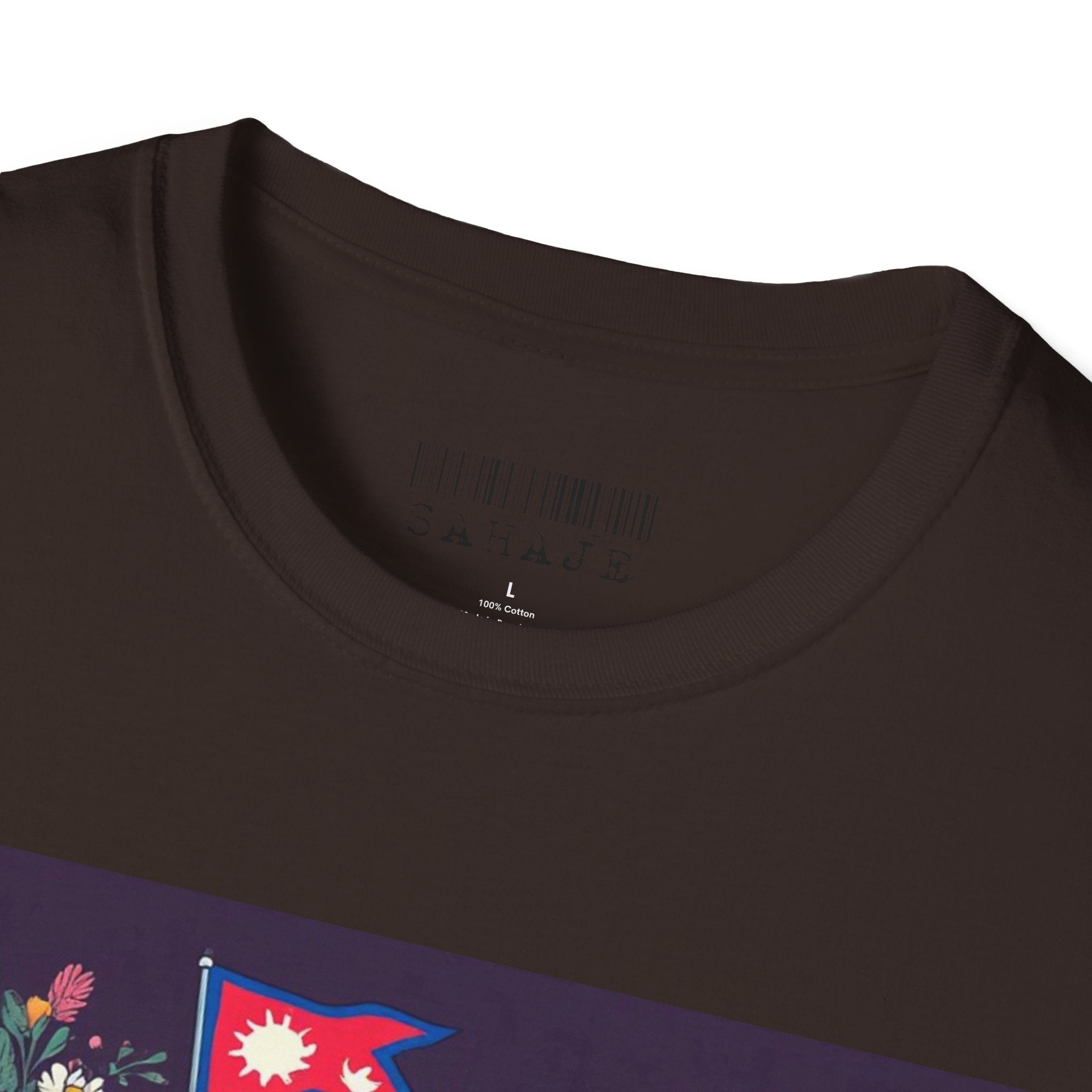 Bicycle Floral T-Shirt – Pink Bike with Baskets & "Sahaje" Text