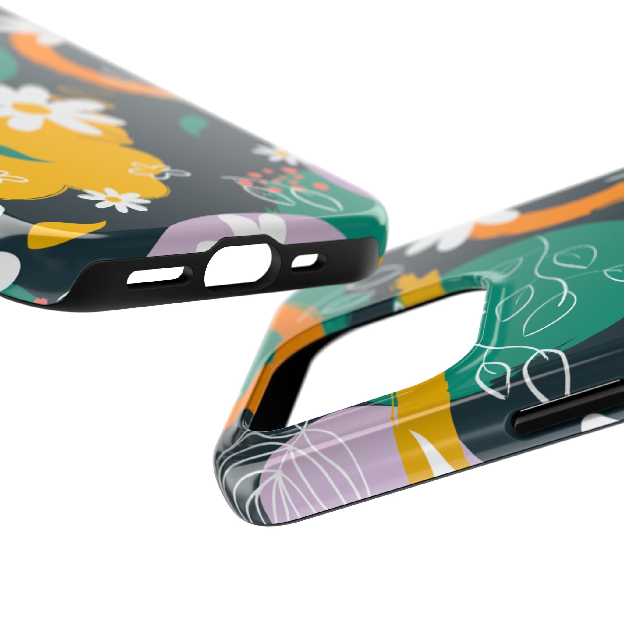 Floral Abstract Tough Phone Case — Colorful Daisies & Brushstroke Design