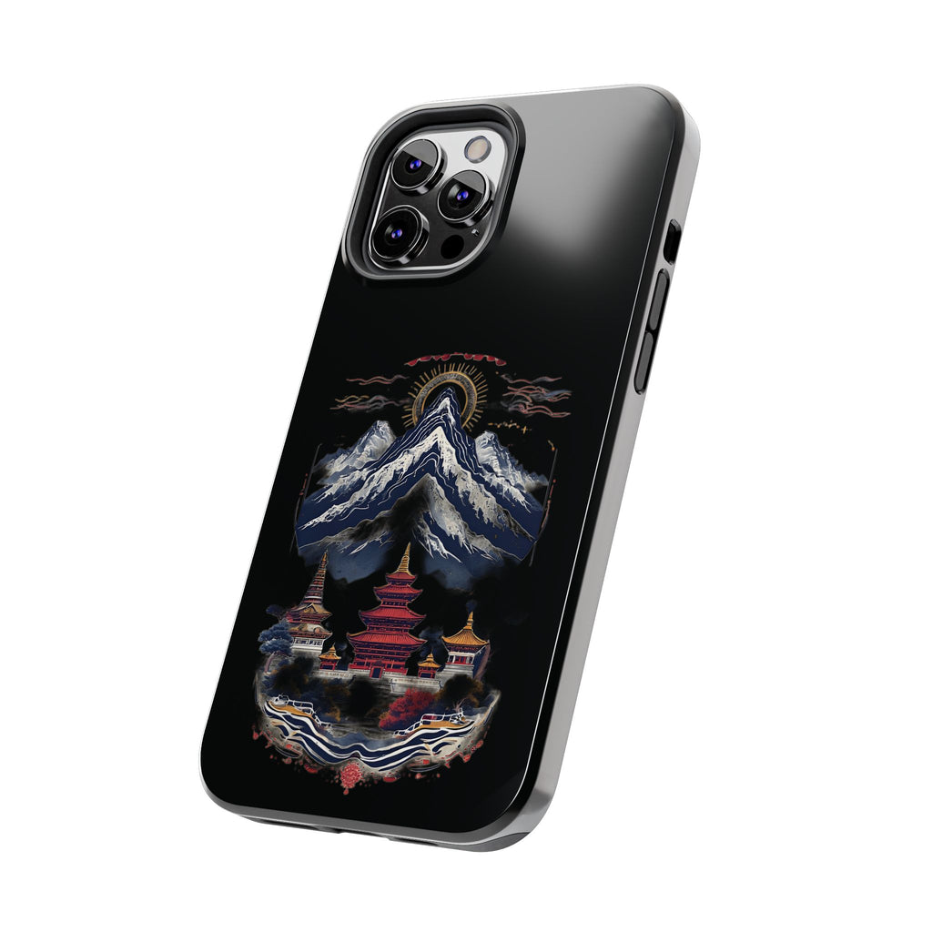 Mountain Temple Tough Phone Case — Japanese-Inspired Landscape Phone Cover