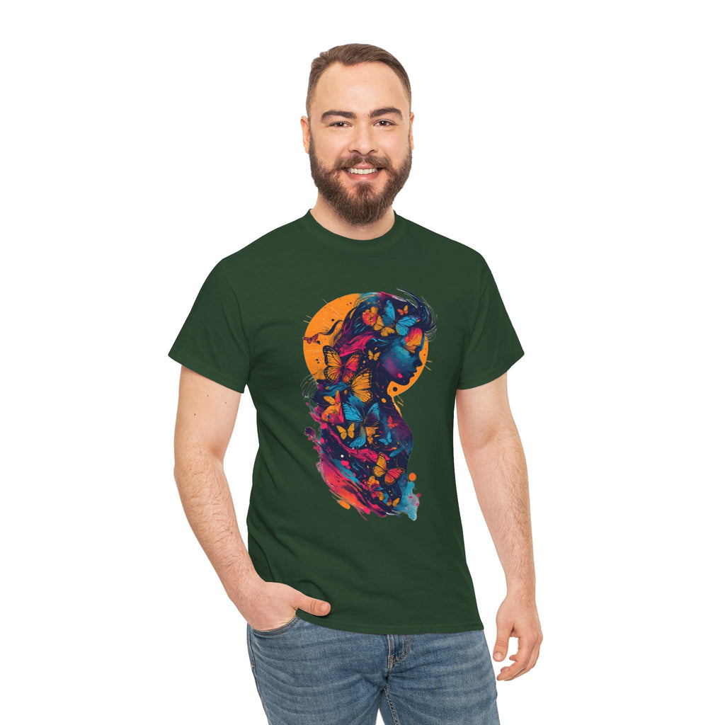 Butterfly Silhouette Graphic Tee — Colorful Maternity Profile Design