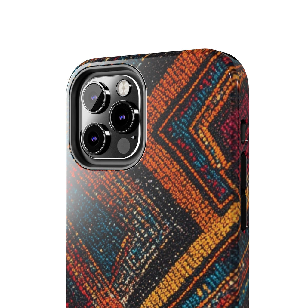 Tough Phone Case — Boho Geometric Rug Pattern, Protective iPhone Cover