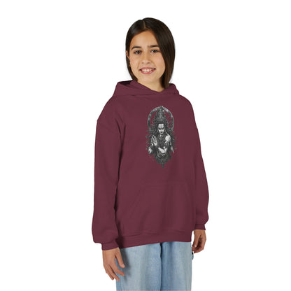 Youth Hoodie with Gothic Goddess Skull Art — Dark Fantasy Graphic Pullover