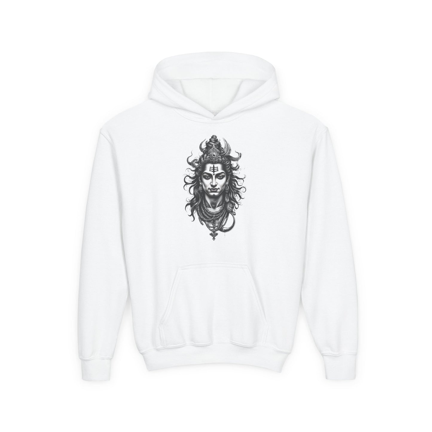 Shiva Illustration Youth Hoodie — Mystical Hindu God Graphic Pullover