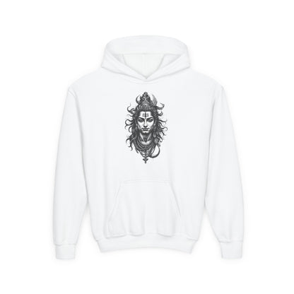 Shiva Illustration Youth Hoodie — Mystical Hindu God Graphic Pullover