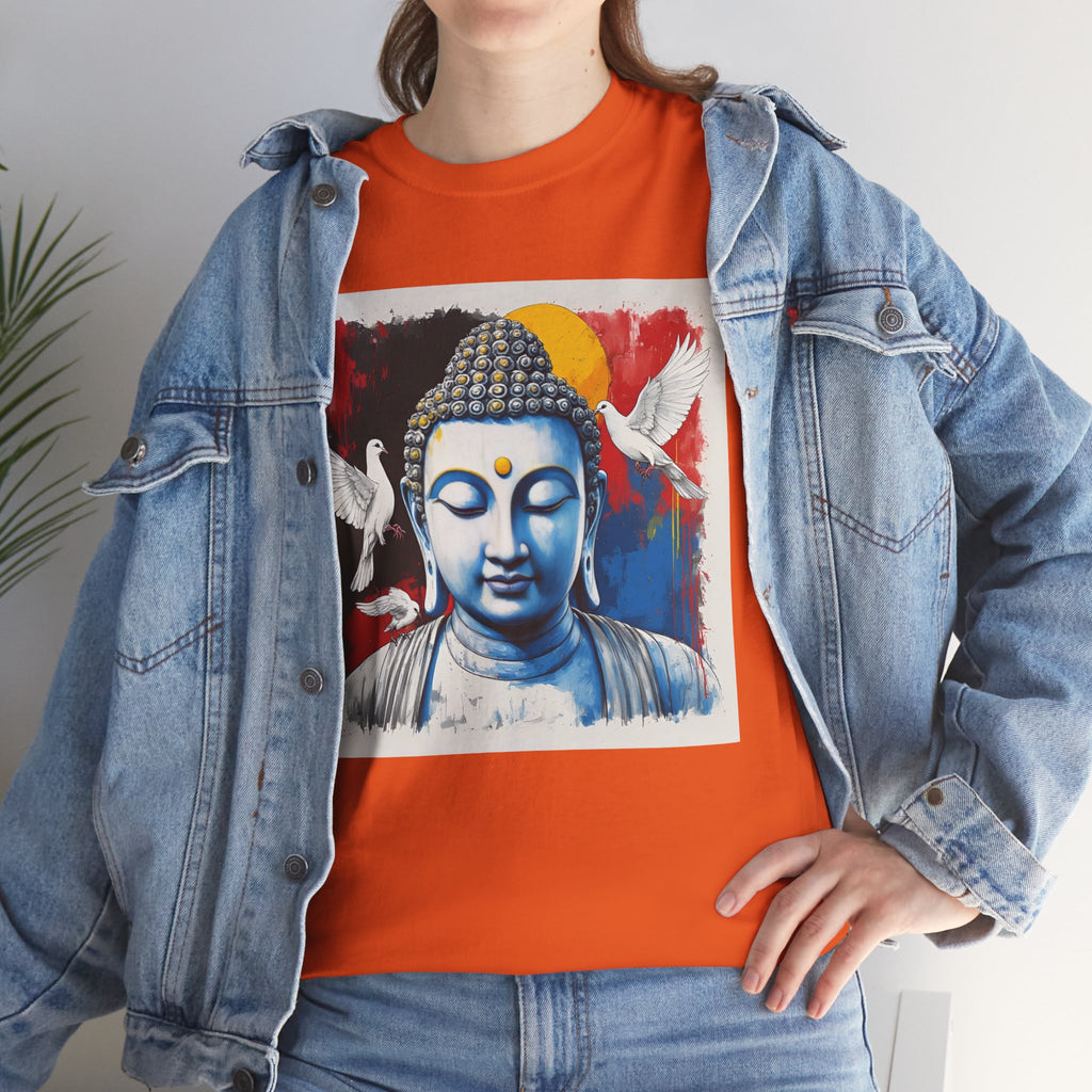 Buddha Peace Tee — Colorful Buddha & Doves Graphic T-Shirt