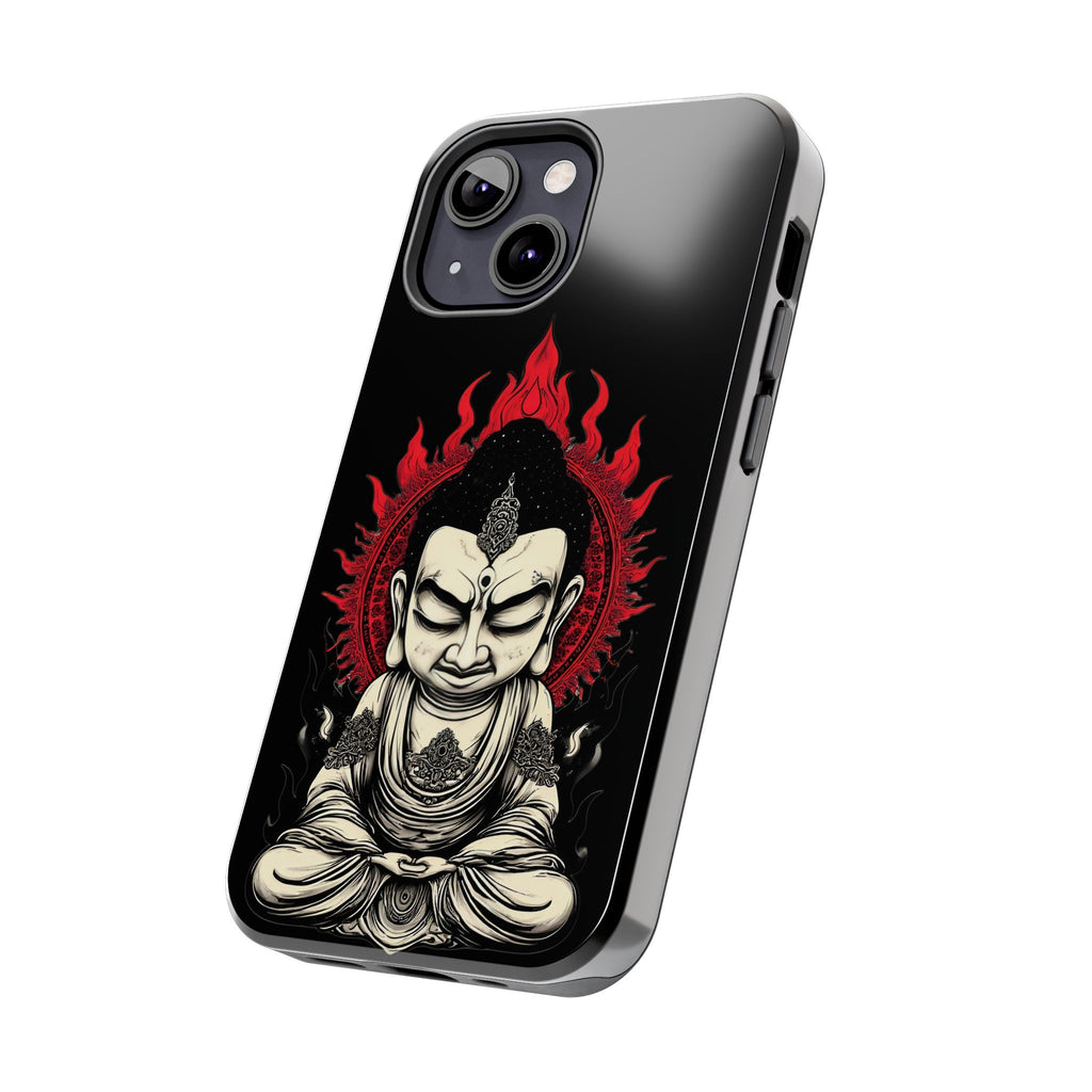 Meditative Buddha Tough Phone Case — Red Flame Zen Protection