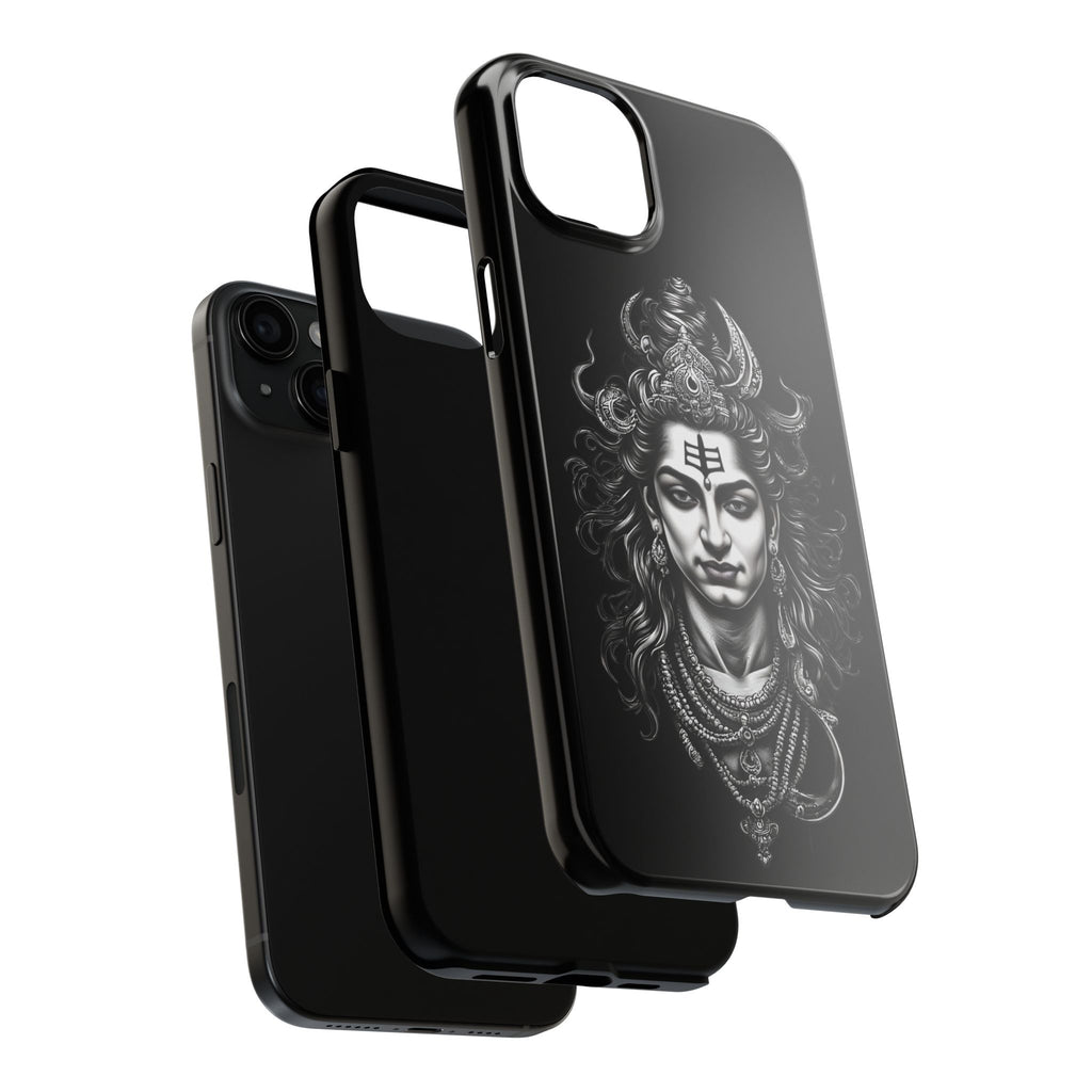 Phone Case — Intricate Lord Shiva Illustration on Black Tough Case