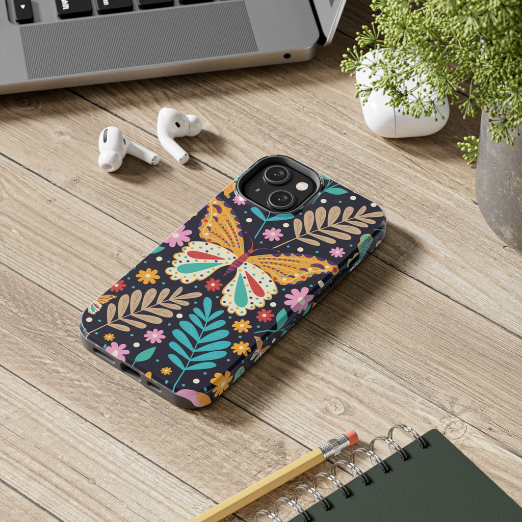 Floral Butterfly Tough Phone Case — Colorful Garden Protective Cover