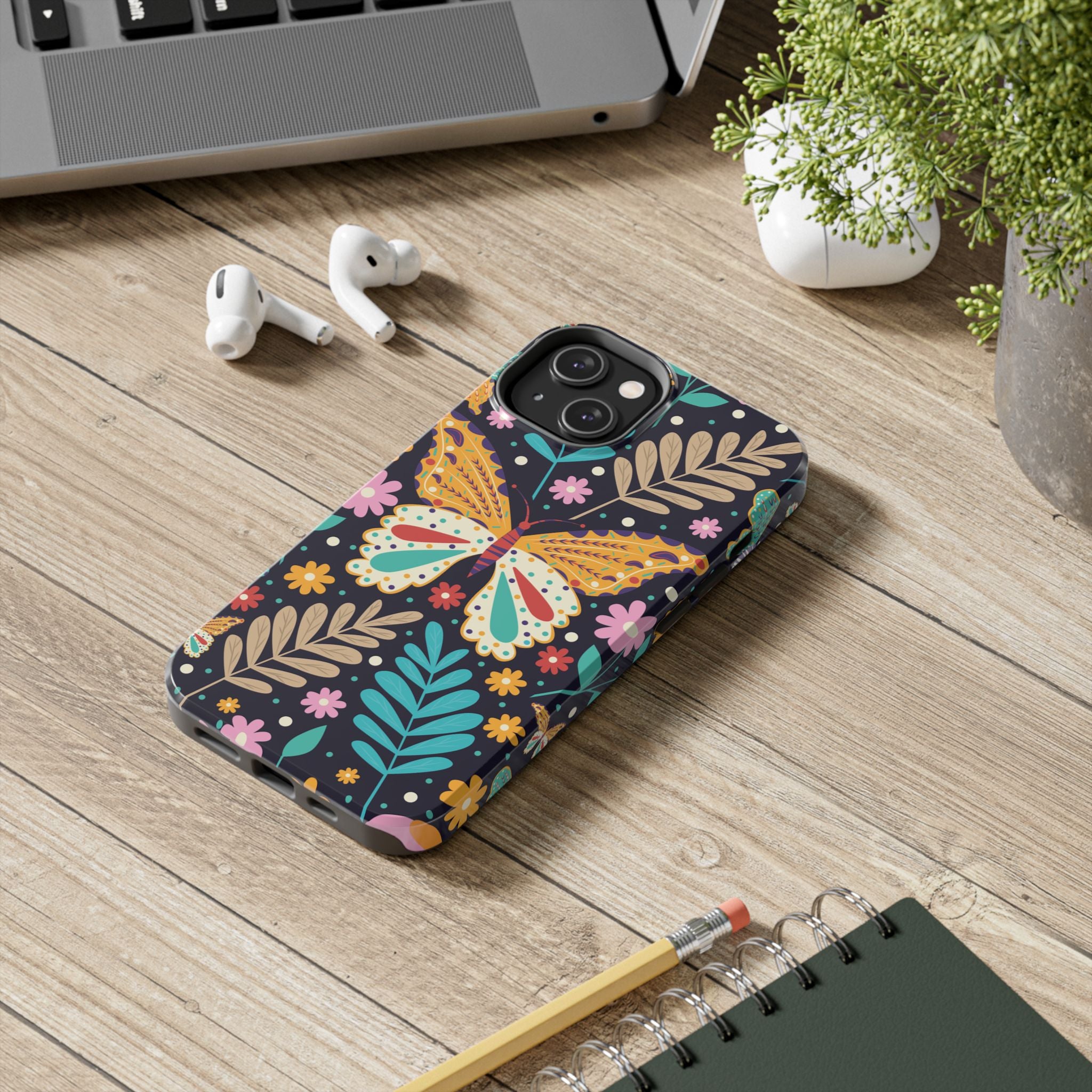 Floral Butterfly Tough Phone Case — Colorful Garden Protective Cover