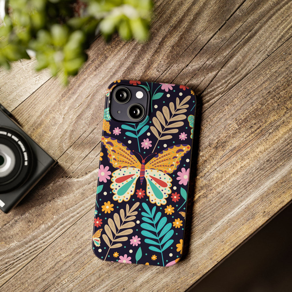 Butterfly Floral Slim Phone Case — Colorful Boho Garden Design